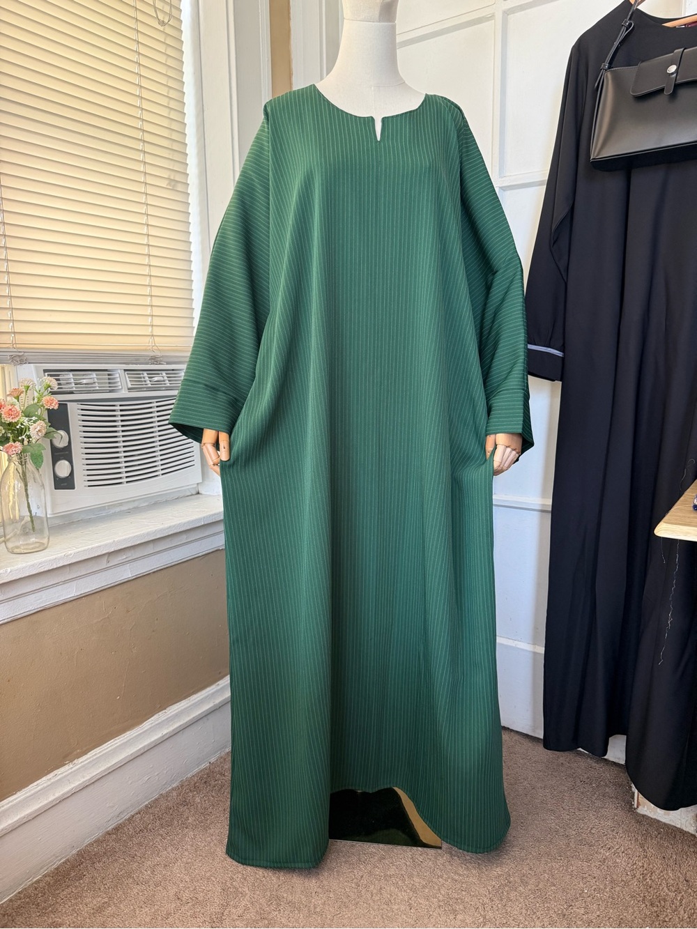 Green striped abaya